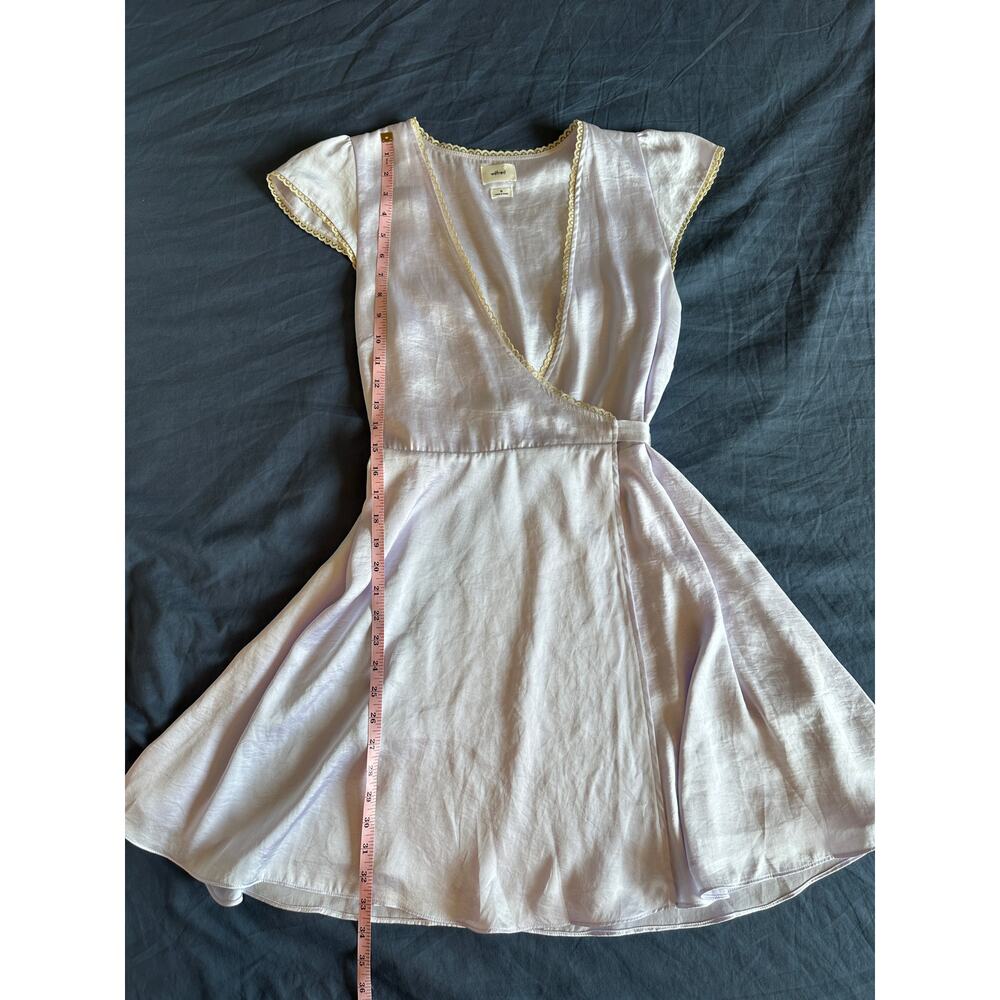 Wilfred Aritzia‎ lavender mademoiselle satin wrap dress, size Medium, coquette - Picture 3 of 6